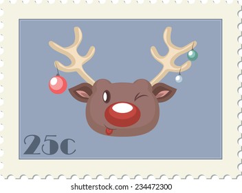 Funny reindeer stamp