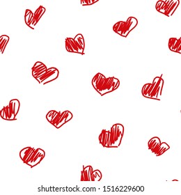 Funny repeating pattern with red hearts isolated on white background. Great for wedding invitation, valentine card, banner, coverphoto, textile design or scrapbooking.