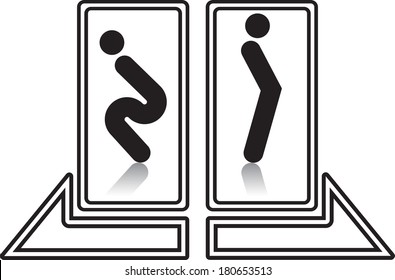 funny restroom wc sign, fully editable vector, eps10