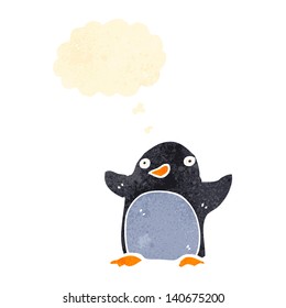 caricatura retro divertida pingüino