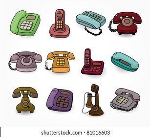 Funny Retro Cartoon Phone Icon Set