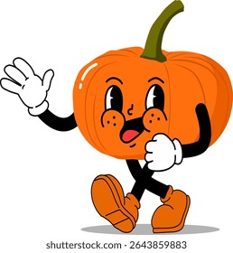 Funny Retro Cartoon Pumpkin Character