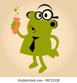 funny retro cartoon scientist