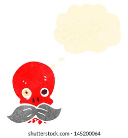 funny retro cartoon skull with thought bubble