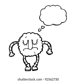 funny retro cloud monster with thought bubble