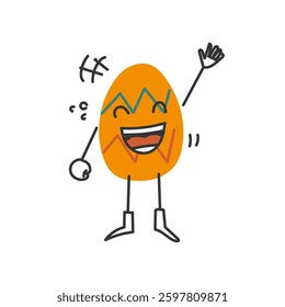 funny retro colorful egg character doodle