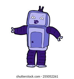 funny retro comic book style cartoon robot