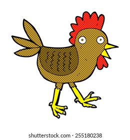 funny retro comic book style cartoon chicken