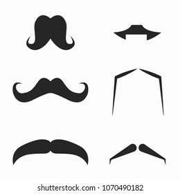 Funny retro curly black vintage mustaches set vector illustration