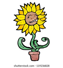 caricatura divertida de la flor retro