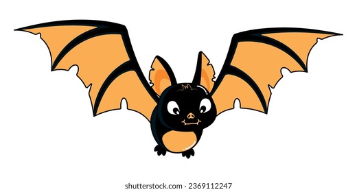 Funny retro Halloween character bat. Happy Halloween. Fashion retro cartoon style vector.