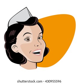 funny retro illustration of a waitress