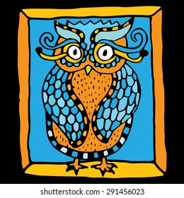 Funny retro owl illustration