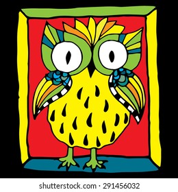 Funny retro owl illustration