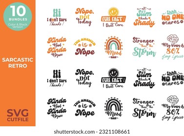 Funny Retro Sarcásticos SVG Bundles, Cortar archivos para cortar máquinas como Cricut y Silhouette, calabaza, bruja, vinilo, sublimación, groovía, arcoiris boho