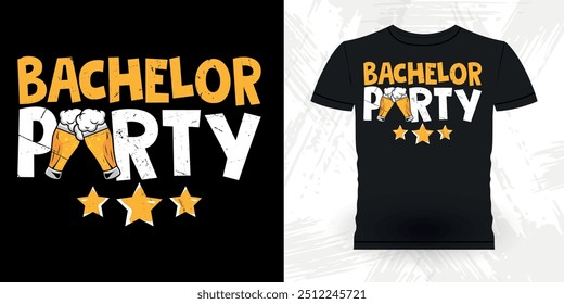 Funny Retro Vintage Bachelor Party T-shirt Design