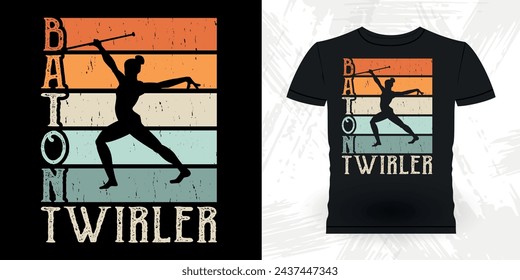Funny Retro Vintage Baton Twirling T-shirt Design