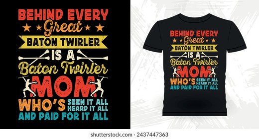 Funny Retro Vintage Baton Twirling T-shirt Design