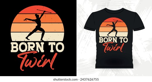 Funny Retro Vintage Baton Twirling T-shirt Design 