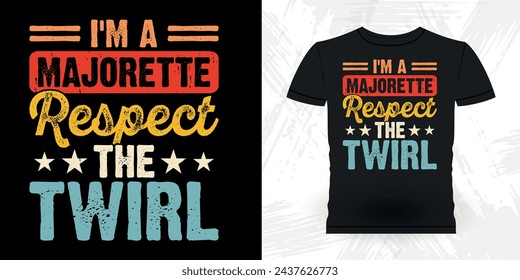 Funny Retro Vintage Baton Twirling T-shirt Design 
