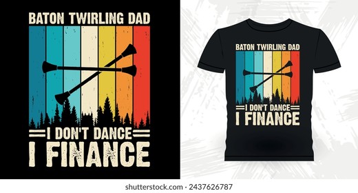 Funny Retro Vintage Baton Twirling T-shirt Design 