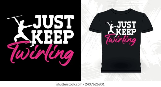 Funny Retro Vintage Baton Twirling T-shirt Design 