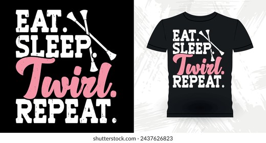 Funny Retro Vintage Baton Twirling T-shirt Design 