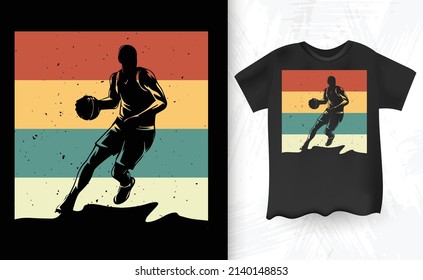 Funny Retro Vintage Distressed Basketball Player T-shirt Design
