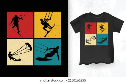 Funny Retro Vintage Kitesurfing T-shirt Design