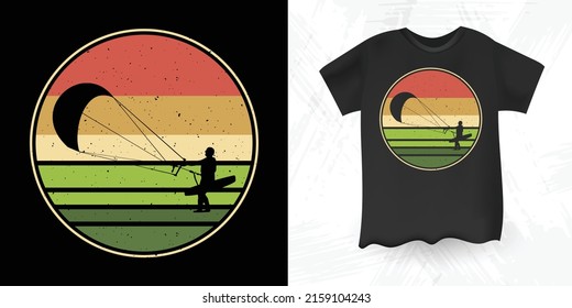 Funny Retro Vintage Kitesurfing T-shirt Design