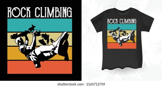 Funny Retro Vintage Rock Climbing T-shirt Design