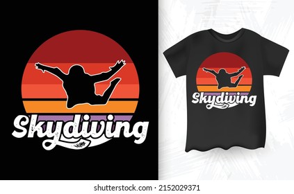 Funny Retro Vintage Funny Skydiver Parachute Skydiving T-Shirt Design