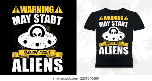 Funny Retro Vintage UFO Alien T-Shirt Design