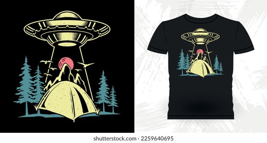 Funny Retro Vintage UFO Alien T-shirt Design