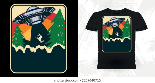 Funny Retro Vintage UFO Alien T-shirt Design