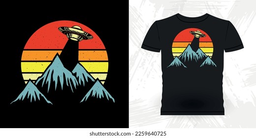 Funny Retro Vintage UFO Alien T-shirt Design