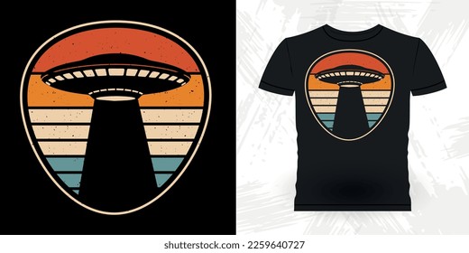 Funny Retro Vintage UFO Alien T-shirt Design