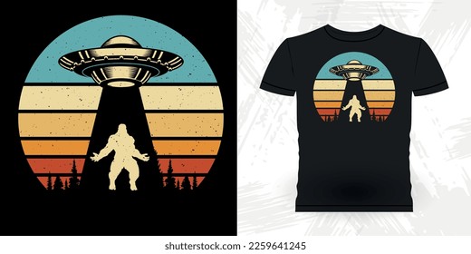 Funny Retro Vintage UFO Alien T-shirt Design