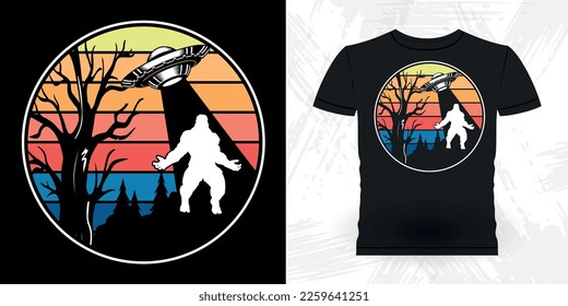 Funny Retro Vintage UFO Alien T-shirt Design