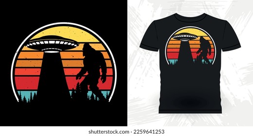 Funny Retro Vintage UFO Alien T-shirt Design