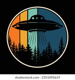 Funny Retro Vintage UFO Alien T-shirt Design