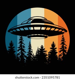 Funny Retro Vintage UFO Alien T-shirt Design