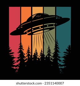 Funny Retro Vintage UFO Alien T-Shirt Design