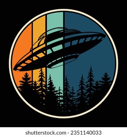 Diseño divertido de camisetas retro vintage de OVNI alienígena