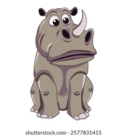 Funny rhino cartoon characters vector illustration basic RGB