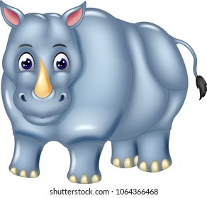funny rhino cartoon posing with smile