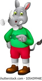 funny rhino cartoon standing with angry