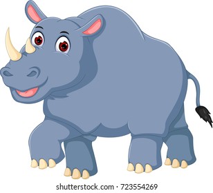 funny rhino cartoon waking with smile