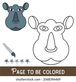 Rinoceronte divertida para ser coloreado, el libro de colores para niños preescolares con un nivel educativo de juego fácil.