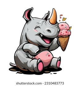 Funny Rhino mit Eis